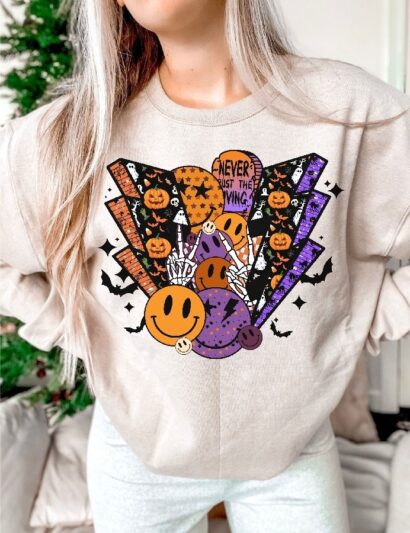 Retro Halloween Shirt, Halloween Smiley Face Shirt