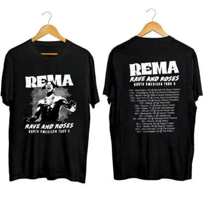 Rema tour 2023 Shirt, Rema North American Rave And Rose 2023 Tour Shirt