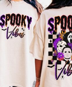 Spooky Vibes Shirt, Scary Movie Sweatshirt, Trendy Halloween Graphic For Shirts