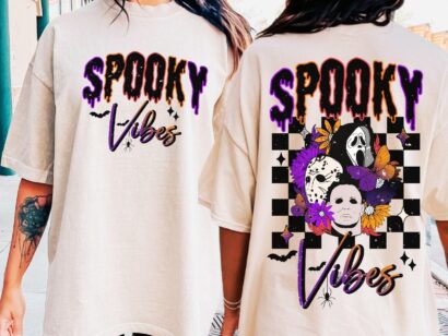 Spooky Vibes Shirt, Scary Movie Sweatshirt, Trendy Halloween Graphic For Shirts