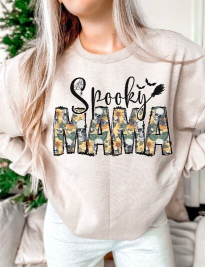 Spooky Mama Halloween Shirt, Witchy Halloween Spooky Shirt, Boho Halloween Shirt