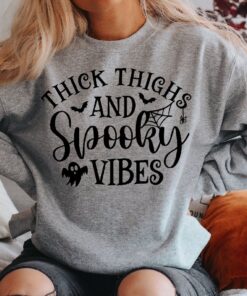 Funny Halloween Sweatshirt, Spooky Vibes Halloween Sweatshirt