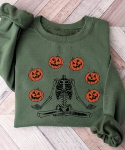 Pumpkin Halloween Sweatshirt, Skeleton Halloween Shirt, Pumpkin Shirt