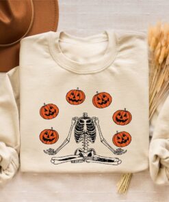 Pumpkin Halloween Sweatshirt, Skeleton Halloween Shirt, Pumpkin Shirt