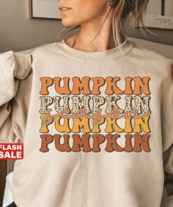 Pumpkin Shirt - Fall Sweatshirt For Women, Retro Thanksgiving Crewneck