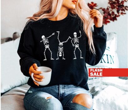 Skeletons Halloween Sweatshirt, Skeleton Sweatshirt