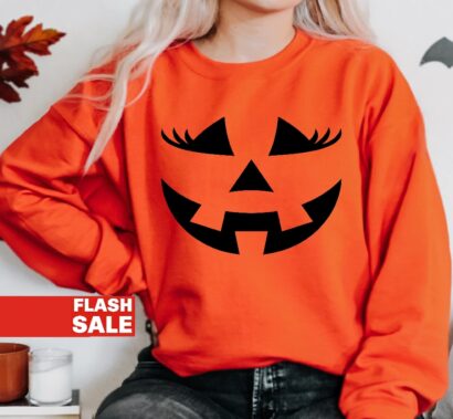 Womens Jack-o-lantern Shirt, Pumpkin Face Sweatshirt