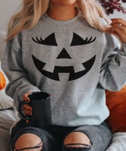 Womens Jack-o-lantern Shirt, Pumpkin Face Sweatshirt