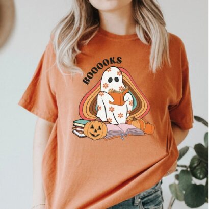 Ghost Books T-shirt, Funny Halloween shirt, Halloween Gift for Teacher