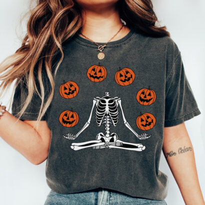 Pumpkin Halloween Shirt, Skeleton T Shirt, Pumpkin Tshirt