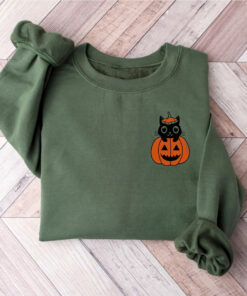 Pumpkin Halloween Sweatshirt, Cat Halloween Shirt, Pumpkin Shirt