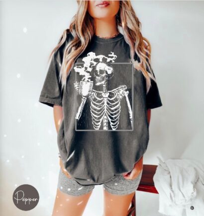 Coffee Skeleton Shirt, Happy Halloween Skeleton Shirt