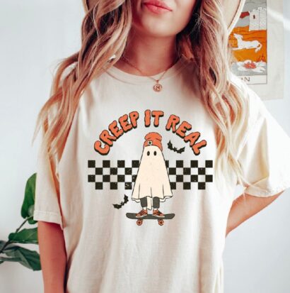 Creep It Real Shirt, Ghost Halloween Shirt, Trendy Retro Fall Shirt