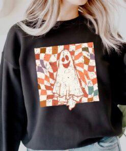 Cute Retro Ghost Halloween Shirt, Women Halloween Crewneck, Halloween Sweatshirt