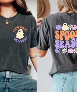 Cute Retro Spooky Season Ghost Shirt, Halloween Shirt, Fall Shirt For Women