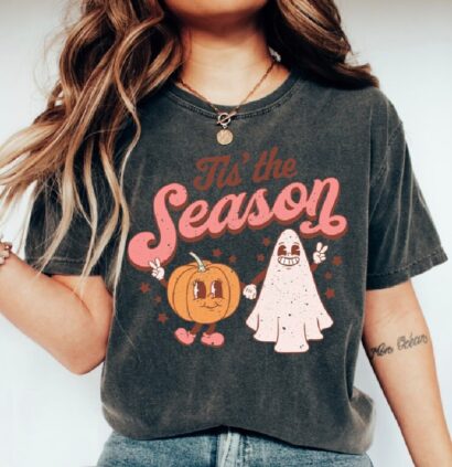 Tis The Season Shirt, Pumpkin Halloween Shirt For Women