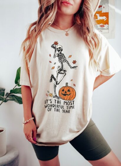 Halloween Skeleton Shirt, Skeleton Fall Shirt, Women's Skeleton Shirt