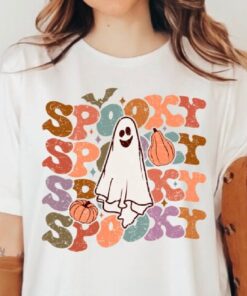 Retro Halloween Ghost Shirt, Halloween Party Shirt, Cute Ghost Shirt