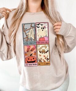 Retro Tarot Card Halloween Shirt, Horror Halloween Shirt For Women