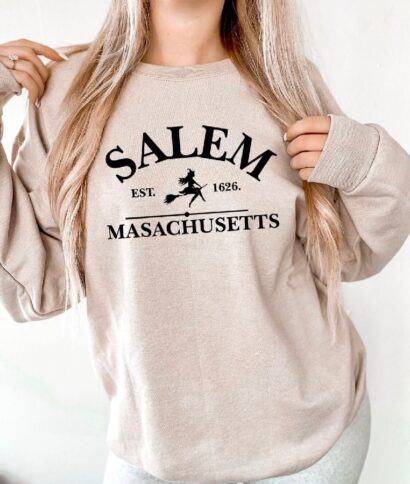 Salem Massachusetts Sweatshirt, Women's Spooky Halloween Witch Shirt