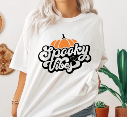 Spooky Vibes Halloween Shirt, Spooky Mama Halloween Mom Shirt