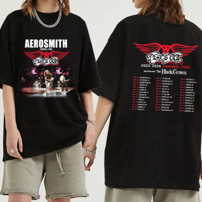 Aerosmith tour Shirt, Aerosmith 2023 – 2024 Peace Out Farewell Tour with The Black Crowes Tour Shirt