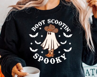 Boot Scootin Spooky Shirt,Cute Spooky Shirt,Halloween Shirt,Cowboy Ghost Shirt,Western Halloween Shirt