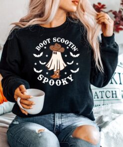 Boot Scootin Spooky Sweatshirt, Cowboy Ghost Shirt, Western Halloween Shirt