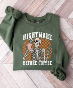 Nightmare before Coffe Shirt, Skeleton Halloween Shirt