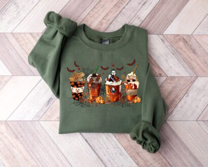 Fall Coffee Sweatshirt, Pumpkin Spice Shirt, Halloween Coffee Sweatshirt