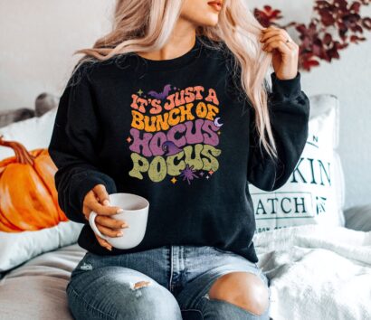 Its Just A Buhch of Hocus Pocus Sweatshirt, Women Halloween Sweater