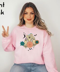 Retro Floral Ghost Shirt,Spooky Season Shirt,Cute Halloween Shirt,Trick Or Treat Shirt