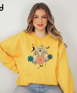 Retro Floral Ghost Shirt,Spooky Season Shirt,Cute Halloween Shirt,Trick Or Treat Shirt