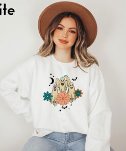 Retro Floral Ghost Shirt,Spooky Season Shirt,Cute Halloween Shirt,Trick Or Treat Shirt