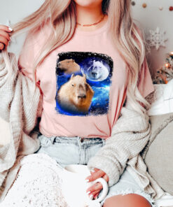 Retro Capybara Moon Shirt, 90's Style Shirts, Funny Capybara Shirts, Gifts For Capybara Lovers, Capy Tee