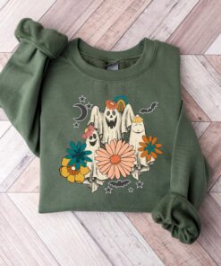 Retro Floral Ghost Sweatshirt, Spooky Season Sweatshirt