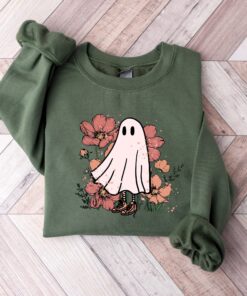 Retro Halloween T-shirt, Vintage Floral Ghost Halloween Shirt