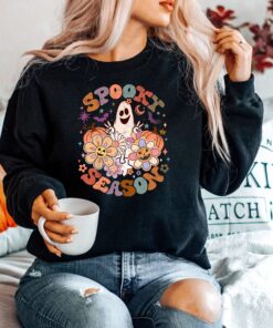 Floral Ghost Spooky Sweatshirt, Spooky Season Sweatshirt
