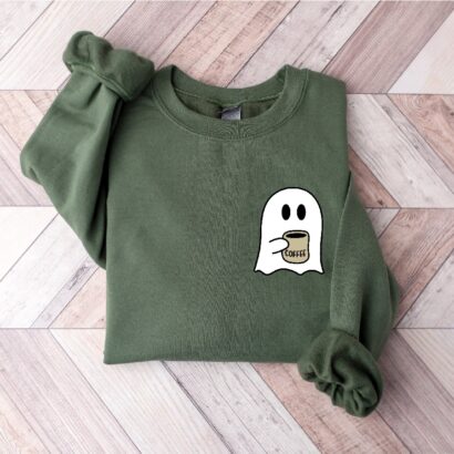 Cute Spooky Coffee Sweatshirt, Fall Coffee Lover Shirt