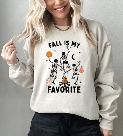 Fall Is My Favorite Sweatshirt, Fall Dancing Skeleton Sweatshirt