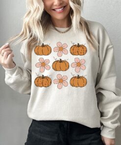 Floral Pumpkins Sweatshirt, Pumpkin Harvest Shirt