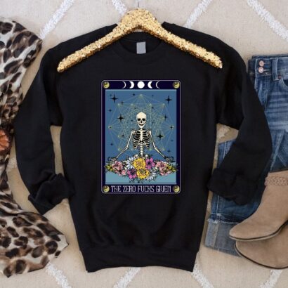 Halloween Skeleton Tarot Card Sweatshirt, Gothic Halloween Skeleton Shirt