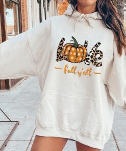 Leopard Love Fall Sweatshirt, Womens Pumpkin Sweatshirt