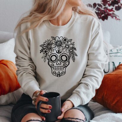 Sugar Skull Sweatshirt, Dia De Los Muertos Shirt