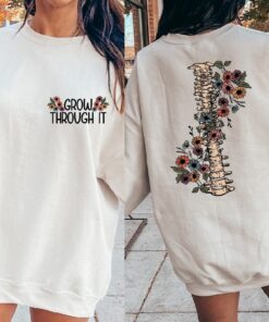 Grow Through It Sweatshirt, Flower Spine Halloween Sweatshirt