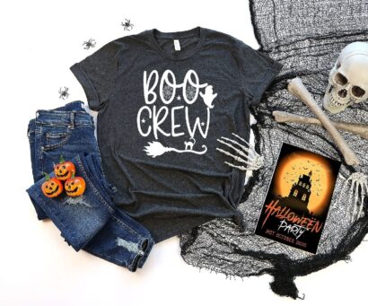 Boo Crew Shirt Girls Halloween Tshirt, Spooky Halloween Tee