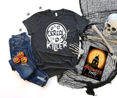 Cereal Killer Funny Halloween Concept T-Shirt, Pumpkin Season Tee