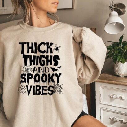 Thick Thighs And Spooky Vibes Sweat, Halloween Sweatshirt