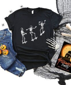 Halloween Skeleton Shirt, Halloween Skateboarding T-Shirt