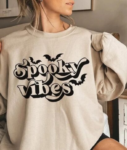 Spooky Vibes Halloween Sweatshirt, Spooky Season Autumn Sweatshirt